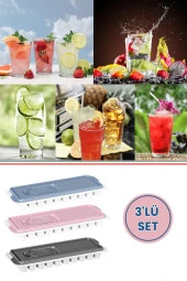 10 Bölmeli Çubuk Model Buz Kalıbı Şişe Buzu, Buzluk 3 Adet thumbnail 5