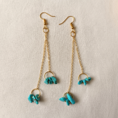 Turkuaz Sallantılı Tasarım Küpe- Anka Gemstone - 1