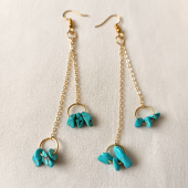 Turkuaz Sallantılı Tasarım Küpe- Anka Gemstone - 2