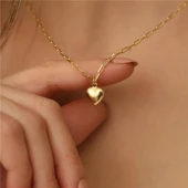 925 Ayar Gümüş Ataç Zincirli Bombeli Kalp Kolye - CN00126 thumbnail 4