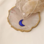 925 Ayar Gümüş Mavi Mineli Ay Kolye thumbnail 2