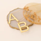 925 Ayar Gümüş Altın Kaplama Büyük Harf Kişiye Özel Kolye - CN00128 thumbnail 2