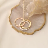 14 Ayar Altın Mikron Kaplama Kişiye Özel İsim Yazılı Aile Halkası Kolye - CN00173 thumbnail 1