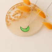 925 Ayar Gümüş Mineli Yeşil Ay kolye thumbnail 3