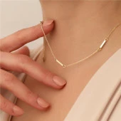 925 Ayar Gümüş Çubuk Detaylı Zincir Kolye - CN00153 thumbnail 1