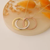 14 Ayar Altın Mikron Kaplama Kişiye Özel İsim Yazılı Aile Halkası Kolye - CN00173 thumbnail 4