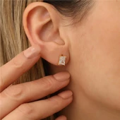 925 Ayar Gümüş Dikdörtgen Baget Küpe thumbnail 5