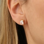 925 Ayar Gümüş Dikdörtgen Baget Küpe thumbnail 1