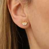 925 Ayar Gümüş Taşlı Taç Küpe thumbnail 5