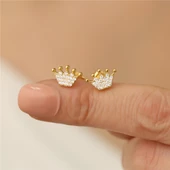 925 Ayar Gümüş Taşlı Taç Küpe thumbnail 3