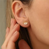 925 Ayar Gümüş Taşlı Taç Küpe thumbnail 2