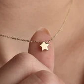 14 Ayar Altın Kaplama Yıldız Gümüş Kolye CN00142 thumbnail 1