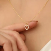 925 Ayar Gümüş Taşlı Kalp Bayan Hediye Kolye - CNS00120 thumbnail 1