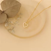 925 Ayar Gümüş Taşlı Kalp Bayan Hediye Kolye - CNS00120 thumbnail 2