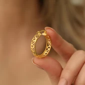 925 Ayar Gümüş Desenli Halka Küpe Çap:2,2 cm - 5
