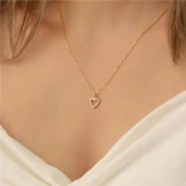 925 Ayar Gümüş Taşlı Kalp Bayan Hediye Kolye - CNS00120 thumbnail 5