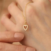 925 Ayar Gümüş Taşlı Kalp Bayan Hediye Kolye - CNS00120 thumbnail 3