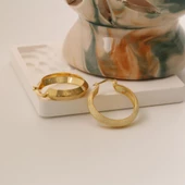 925 Ayar Gümüş  Yarısı Parlak Halka Küpe Çap:2,4 cm - 2