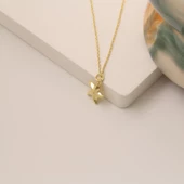 14 Ayar Altın Mikron Kaplama Minimal Deniz Yıldızı Gümüş Kolye - CN00204 thumbnail 3