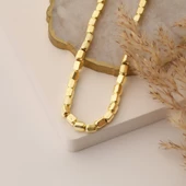 14 Ayar Mikron Altın Kaplama Küp Boncuk Zincir Kolye – Modern ve Şık Tasarım - CN00168 thumbnail 3