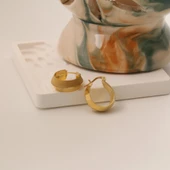 925 Ayar Gümüş Parlak Bombeli Kalın Halka Küpe Çap:1,5 cm - 2