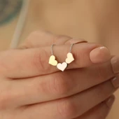 925 Ayar Gümüş Üç Renkli Kalp Kolye - CN00120 thumbnail 4