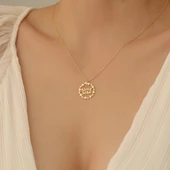 14 Ayar Mikron Altın Kaplama İki İsimli Dal Desenli Gümüş Kolye - CN00221 thumbnail 4