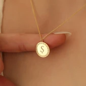 14 Ayar Mikron Altın Kaplama Kişiye Özel Harf Gümüş Kolye - CN00207 thumbnail 4