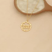 14 Ayar Mikron Altın Kaplama İki İsimli Dal Desenli Gümüş Kolye - CN00221 thumbnail 5