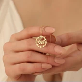 14 Ayar Mikron Altın Kaplama İki İsimli Dal Desenli Gümüş Kolye - CN00221 thumbnail 1