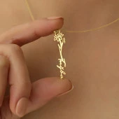 925 Ayar Gümüş Nisan Doğum Çiçeği Kolye thumbnail 3