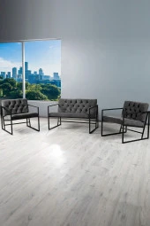 VIANEM Oslo Modern İskandinav Metal Berjer Ofis Balkon Bahçe Koltuk Takımı Füme - 1