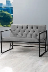 VIANEM Oslo Modern İskandinav Metal Berjer Ofis Balkon Bahçe Koltuk Takımı Gri - 2