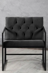 VIANEM Oslo Modern İskandinav Metal Berjer Ofis Balkon Bahçe Koltuk Takımı Füme - 4