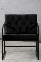 VIANEM Oslo Modern İskandinav Metal Berjer Ofis Balkon Bahçe Koltuk Takımı Siyah - 4