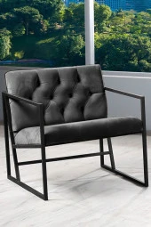 VIANEM Oslo Modern İskandinav Metal Berjer Ofis Balkon Bahçe Koltuk Takımı Füme - 5