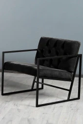 VIANEM Oslo Modern İskandinav Metal Berjer Ofis Balkon Bahçe Koltuk Takımı Siyah - 6