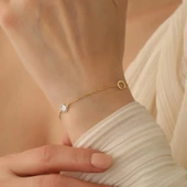 925 Ayar Gümüş Kişiye Özel Harfli Nazar Boncuğu Bileklik - CBS00105 thumbnail 2