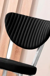 VIANEM Kütük Desenli MDF Krom Elma Mutfak Masa Takımı 6 Sandalyeli Salon Yemek Masa Takımı thumbnail 4