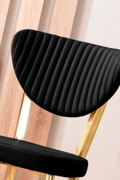 VIANEM Kütük Desenli MDF Gold Elma Mutfak Masa Takımı 4 Sandalyeli Salon Yemek Masa Takımı thumbnail 4