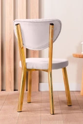 VIANEM Kütük Desenli MDF Gold Elma Mutfak Masa Takımı 4 Sandalyeli Salon Yemek Masa Takımı thumbnail 3