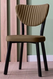 VIANEM Elma Yuvarlak Siyah Mutfak Masa Takımı 4 Sandalyeli Salon Yemek Masa Takımı thumbnail 3