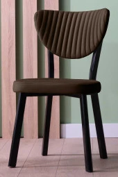 VIANEM Elma Yuvarlak Siyah Mutfak Masa Takımı 4 Sandalyeli Salon Yemek Masa Takımı thumbnail 3