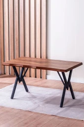 VIANEM Kütük Desenli MDF Elma Mutfak Masa Takımı 6 Sandalyeli Salon Yemek Masa Takımı - 2
