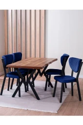 VIANEM Kütük Desenli MDF Elma Mutfak Masa Takımı 4 Sandalyeli Salon Yemek Masa Takımı - 1