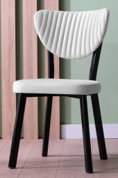 VIANEM Kütük Desenli MDF Elma Mutfak Masa Takımı 4 Sandalyeli Salon Yemek Masa Takımı thumbnail 3