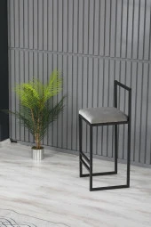 VIANEM 2li Bar Sandalyesi Masa Takımı - Siyah Mermer Desen Masa thumbnail 3