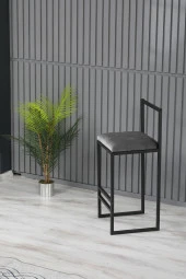 VIANEM 2li Bar Sandalyesi Masa Takımı - Siyah Mermer Desen Masa thumbnail 3