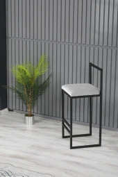 VIANEM 4 Adet Bar Sandalyesi Bar Masası Takımı - Siyah Mermer Desen Masa thumbnail 3