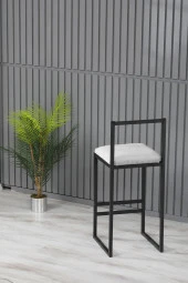 VIANEM 4 Adet Bar Sandalyesi Bar Masası Takımı - Siyah Mermer Desen Masa thumbnail 4